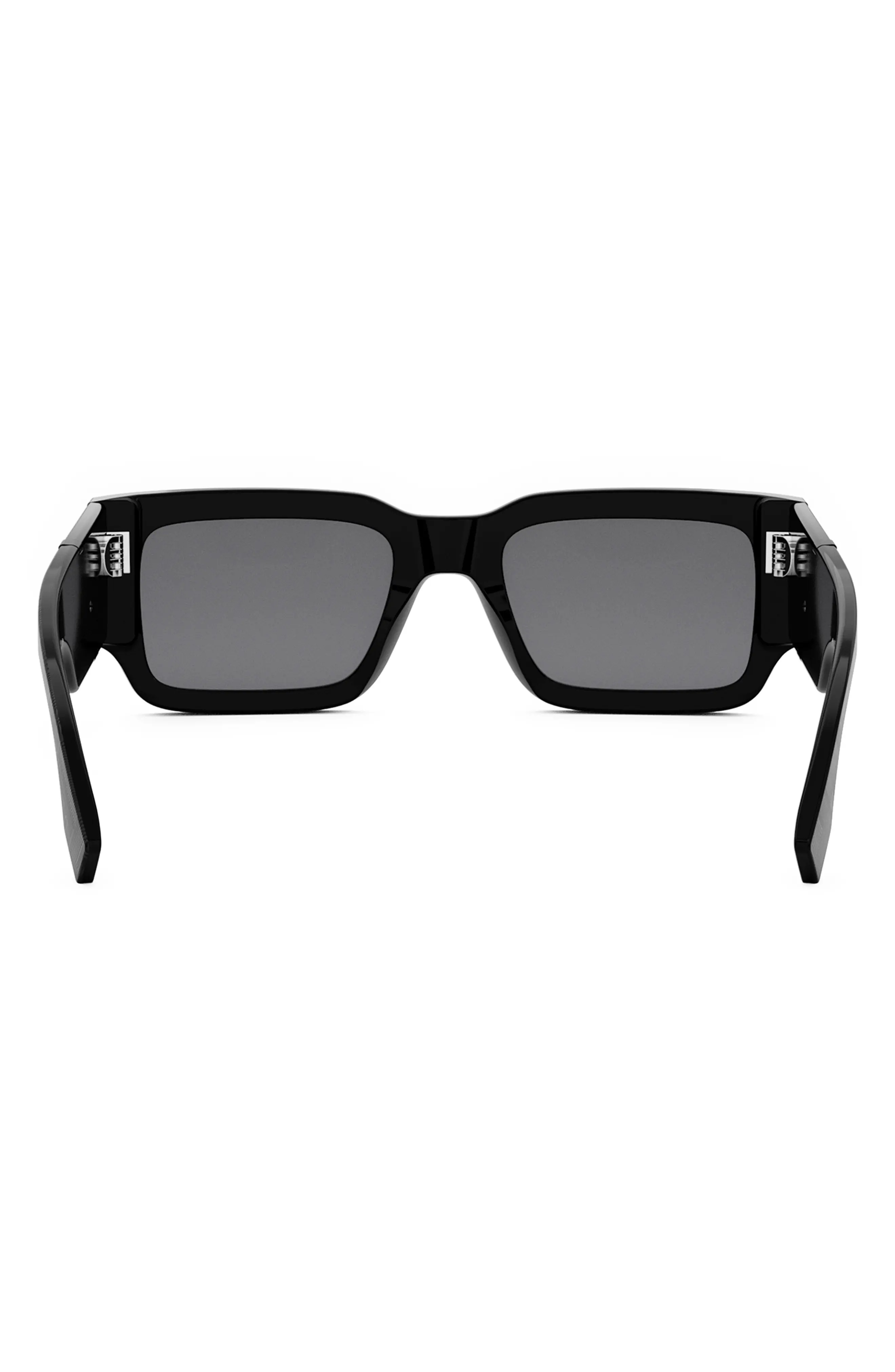 'Fendi Diagonal 51mm Rectangular Sunglasses in Shiny Black /Smoke - 5