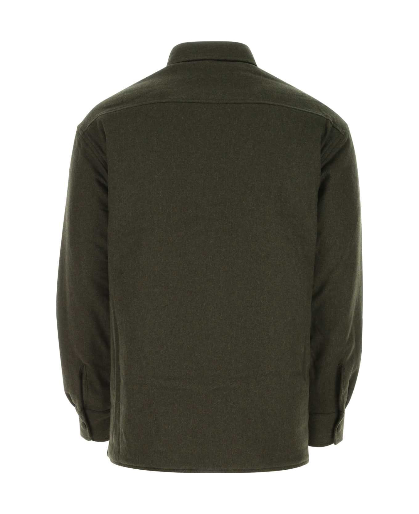 Army Green Wool Blend Jacket - 2