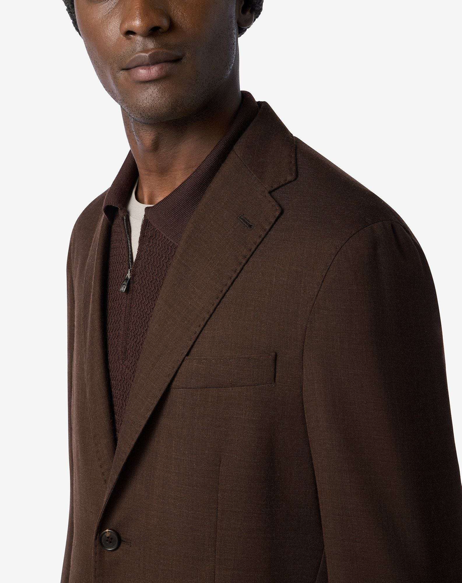 Brown wool and silk jacket - 4
