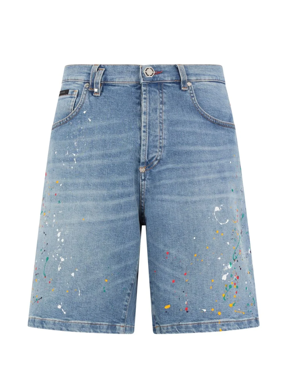 paint-splatter-effect denim shorts - 1
