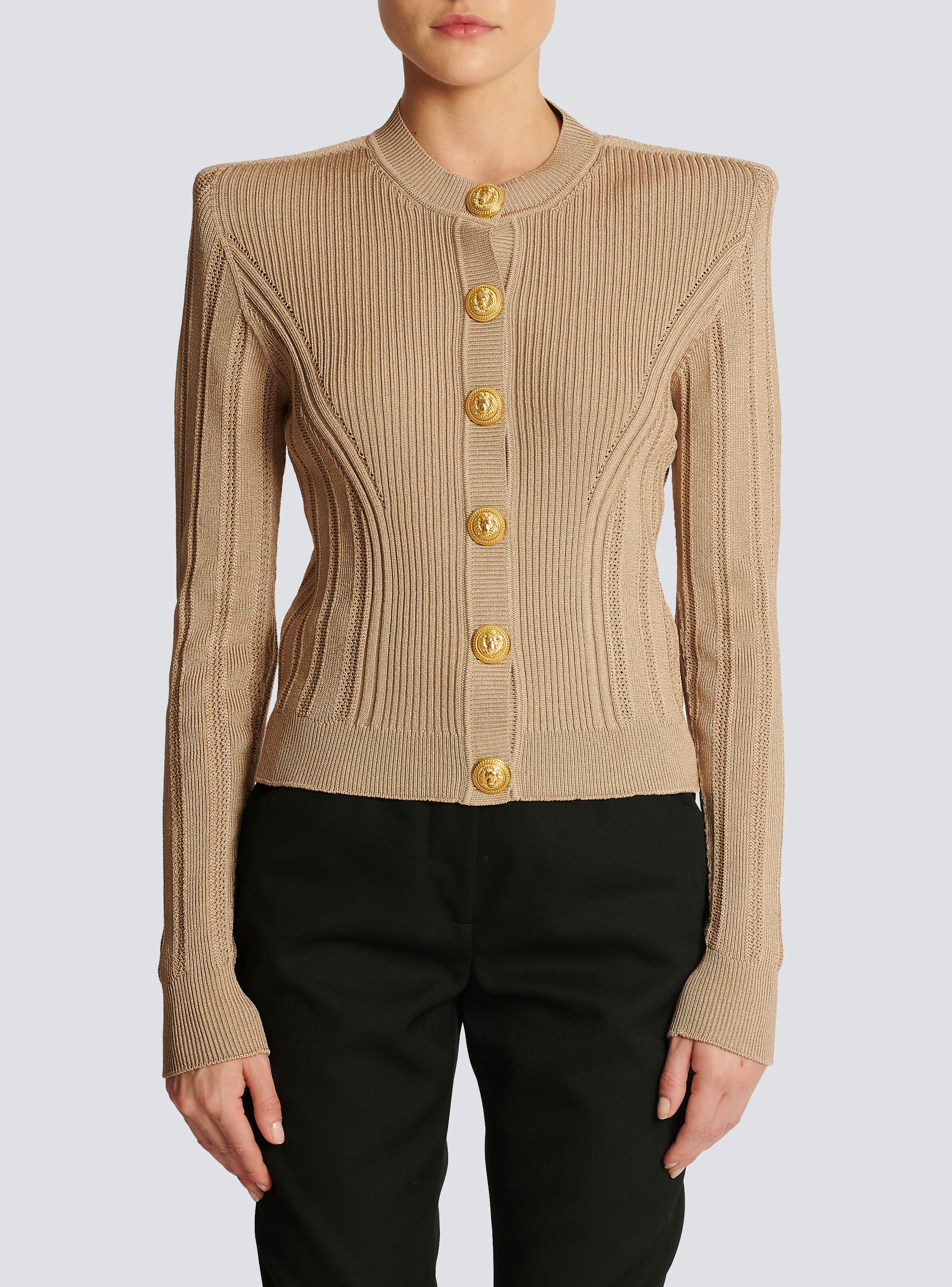 Knit cardigan with gold buttons - 5