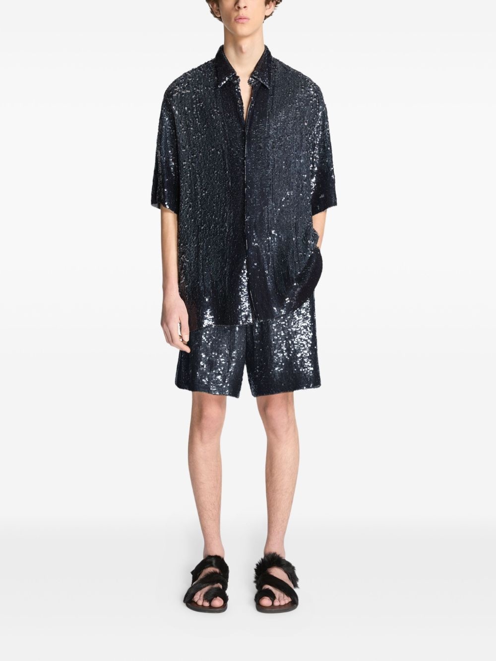 sequin-embellished short-sleeve shirt - 2