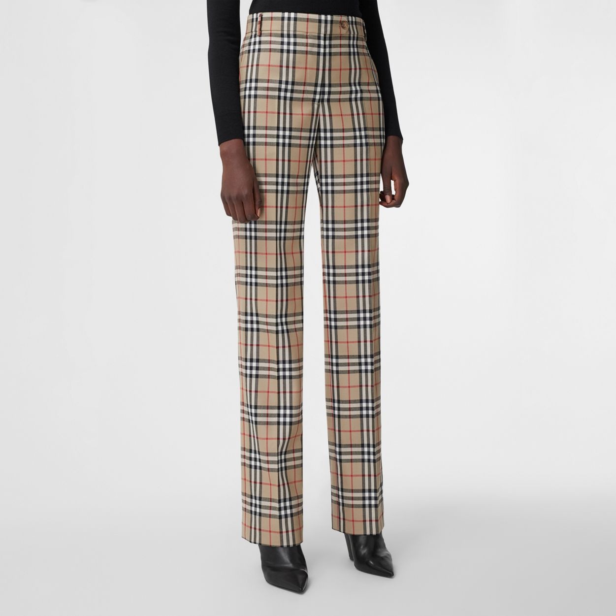 Vintage Check Wool Tailored Trousers - 7