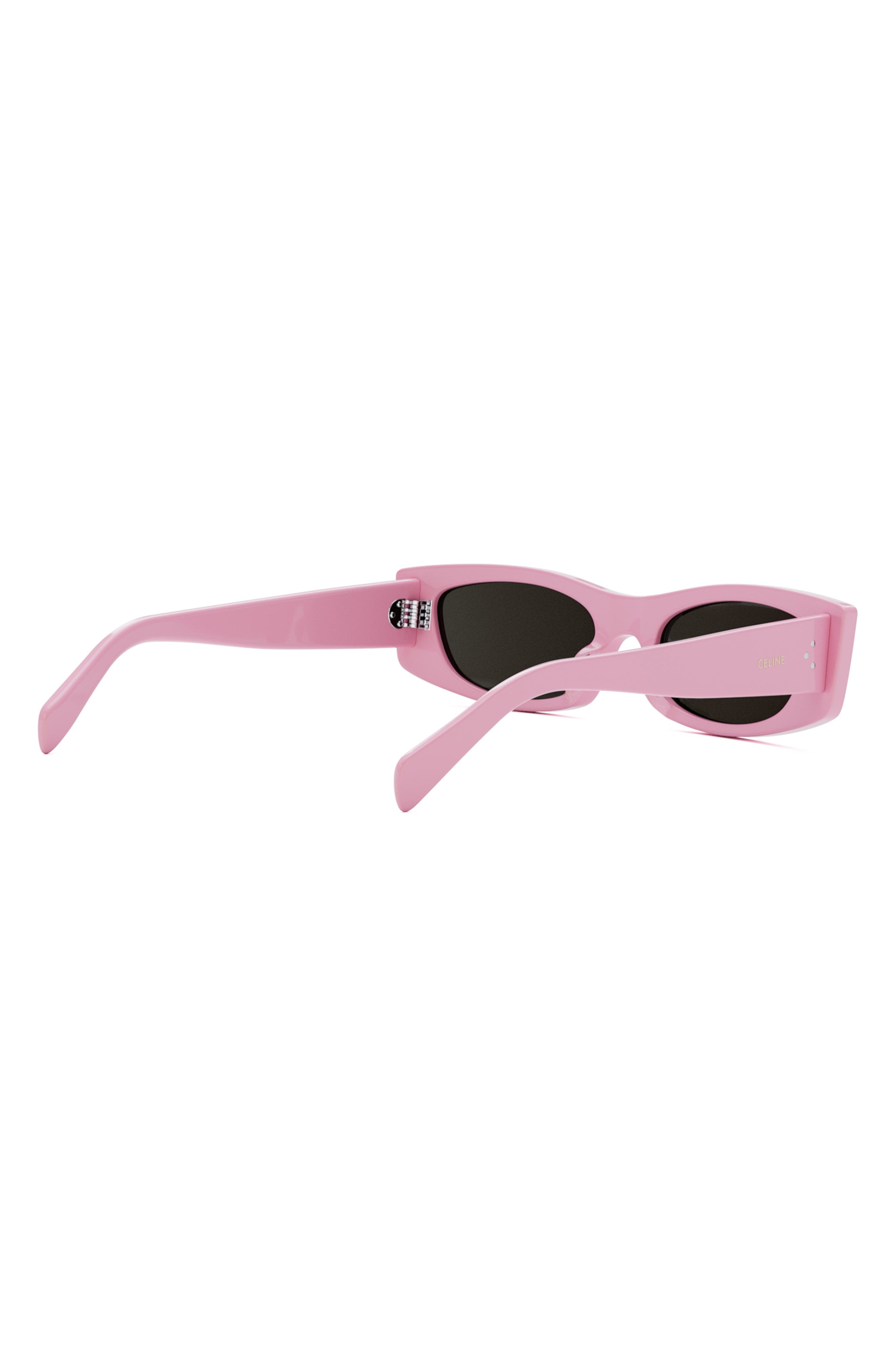 CELINE Bold 3 Dots 55mm Rectangular Sunglasses in Shiny Pink /Smoke at Nordstrom - 3