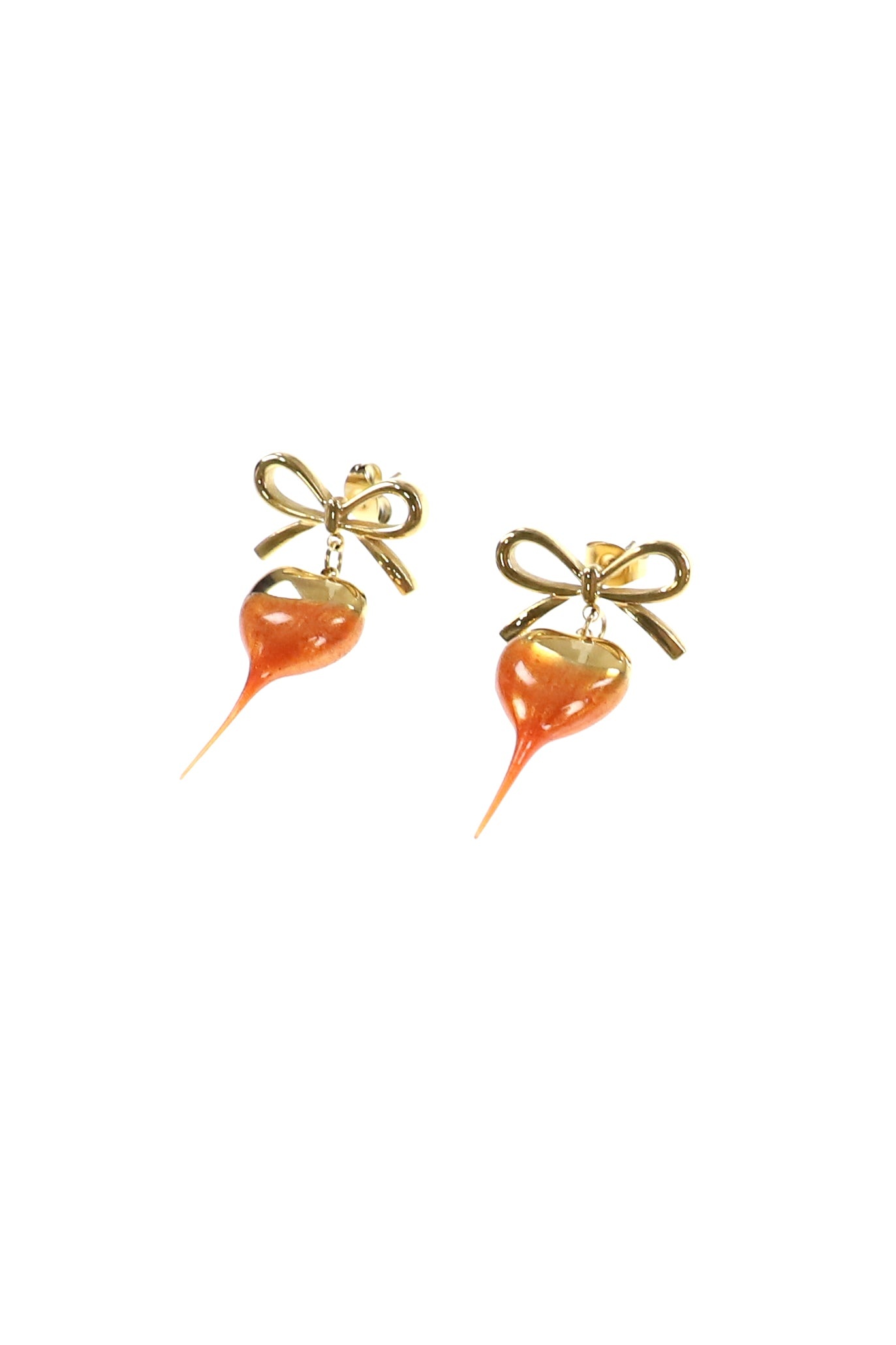 BOW HEART EARRING / GOLD - 2