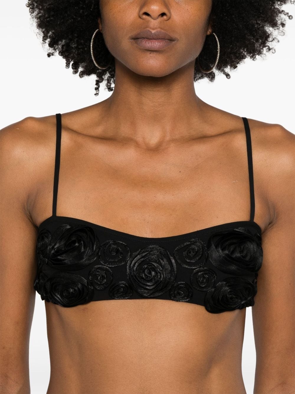 floral-appliqué cropped top - 5