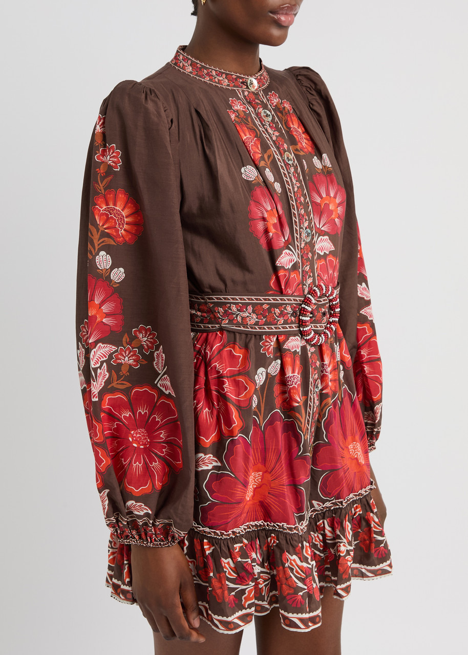 Farm Rio Gigi Floral-print Cotton-blend Mini Dress - 2