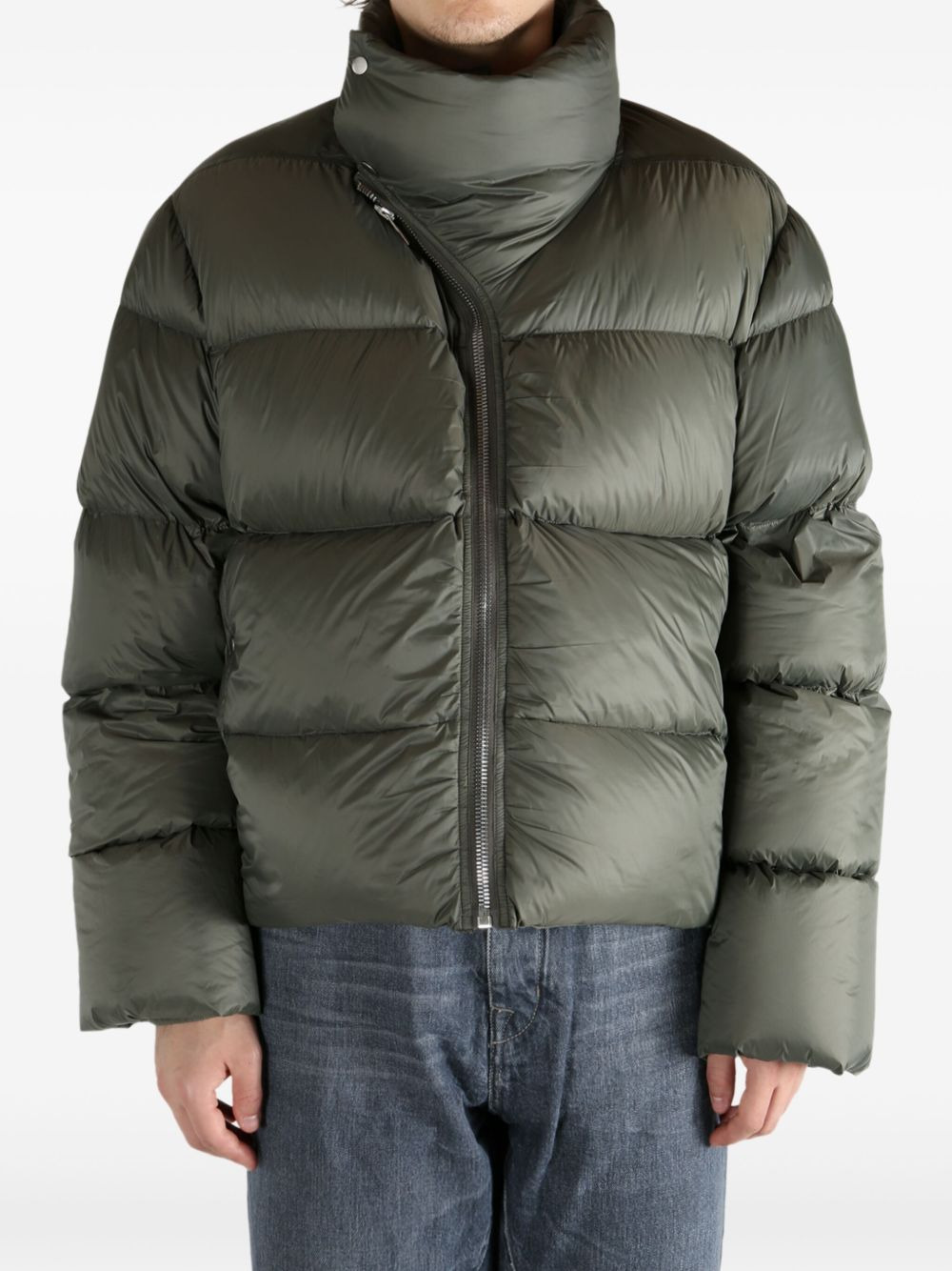 asymmetric zip puffer jacket - 3