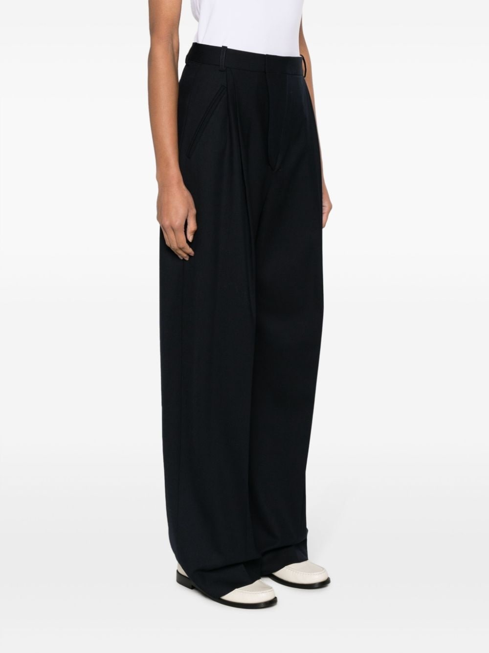 pleat-detailing wide-leg trousers - 3