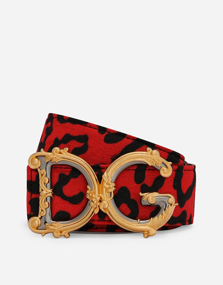 Leopard-print brocade belt with baroque DG logo - 1