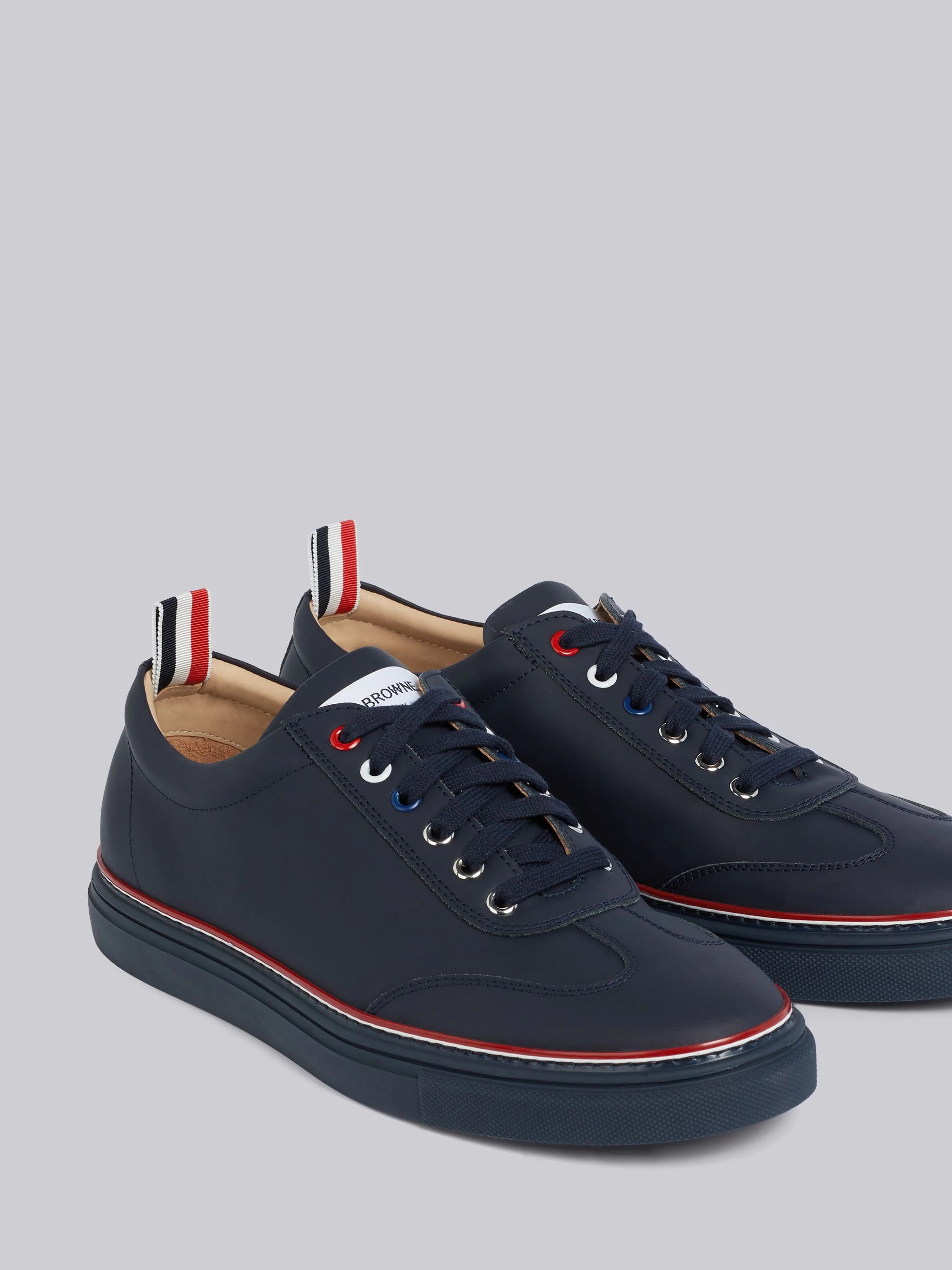 Navy Rubber Calfskin Trainer  - 2