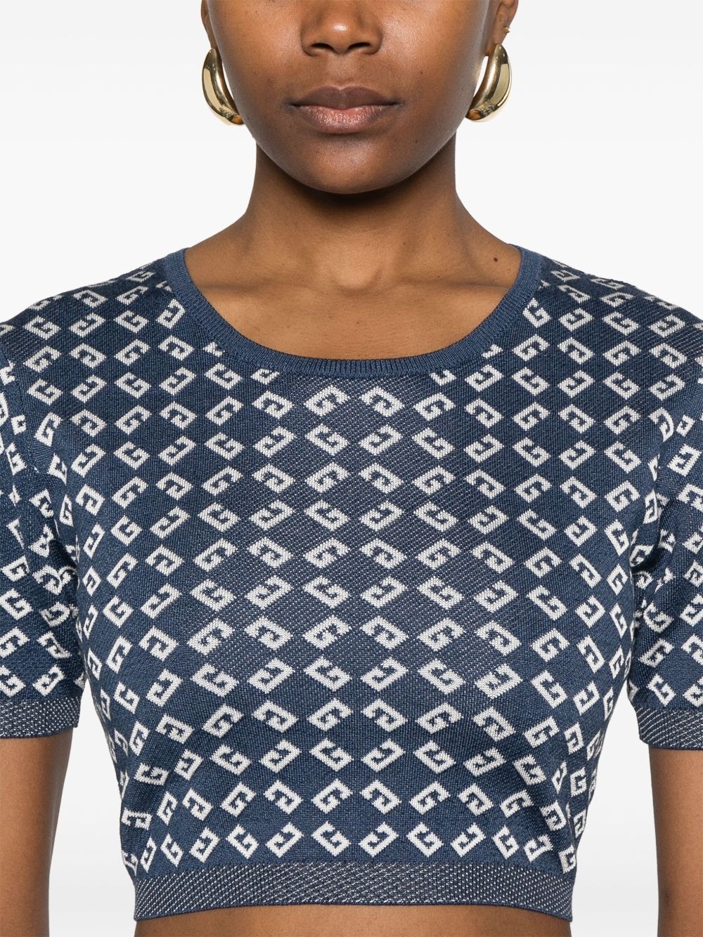 monogram 72-jacquard crop top - 5