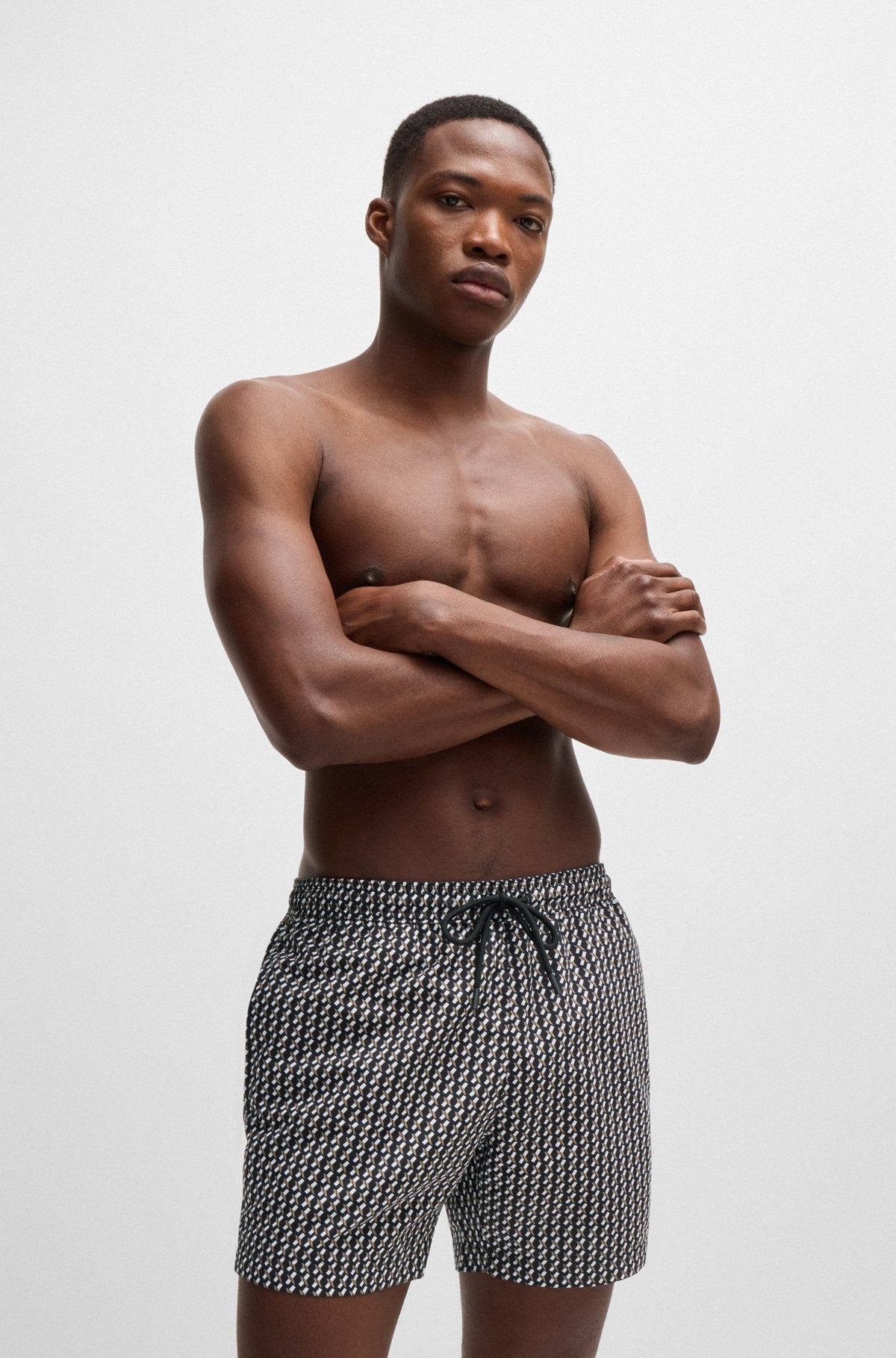 DRAWSTRING-WAIST SWIM SHORTS WITH ALL-OVER PRINT - 2