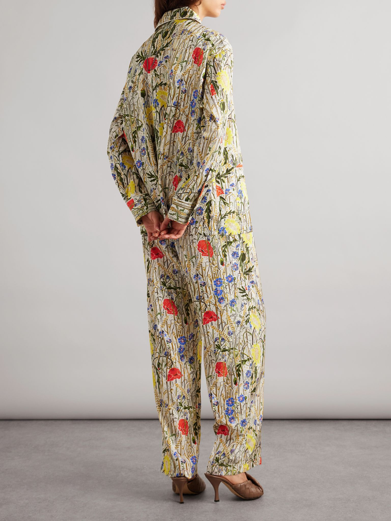 Floral-print satin-twill shirt and pants set Multi - 3