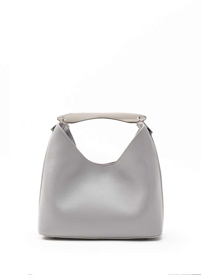 Small Boomerang Pebbled Leather Grey - Silver 1