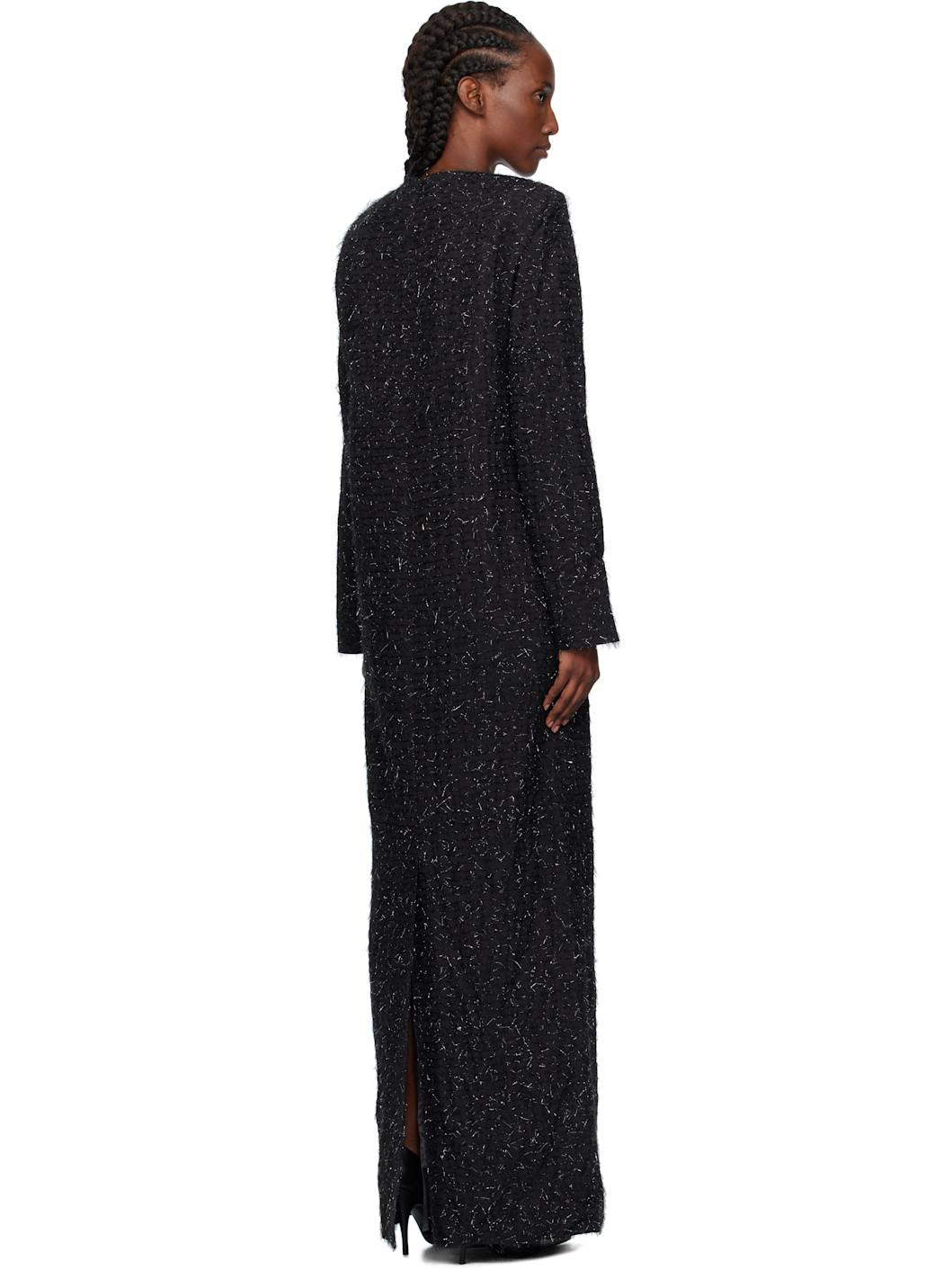 Black Metallic Thread Maxi Dress - 3