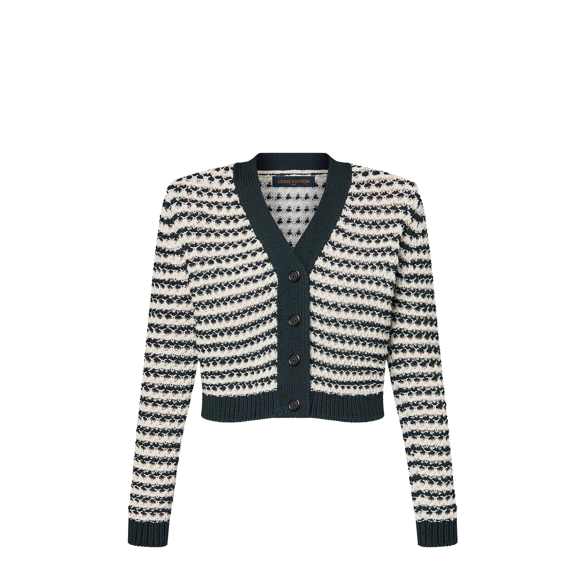 Striped Lace Knit Cardigan - 1