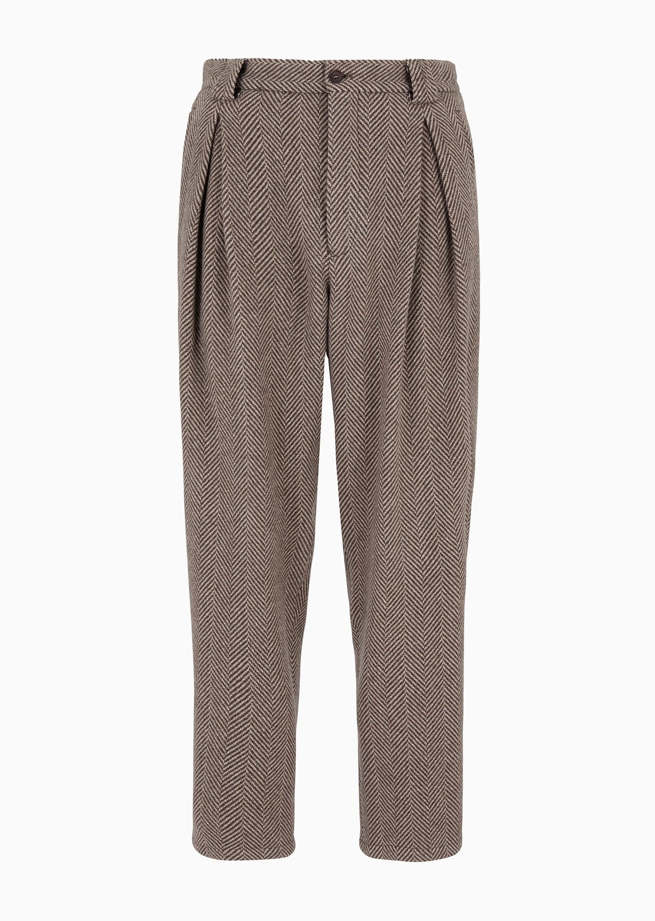 One-pleat trousers in a jacquard cashmere blend cloth - 1
