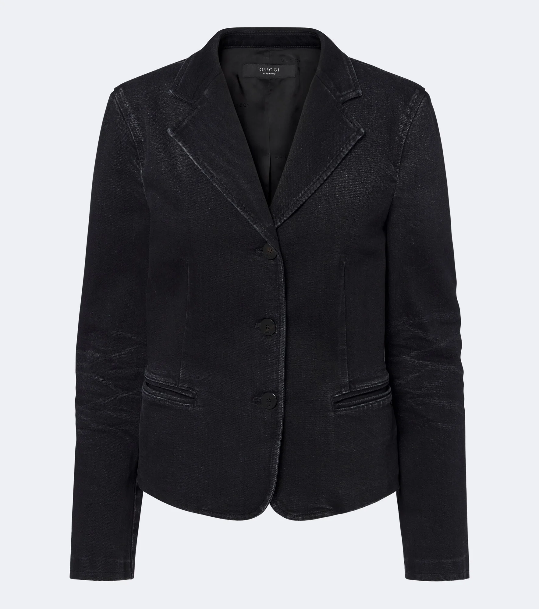 Single-breasted denim blazer - 1