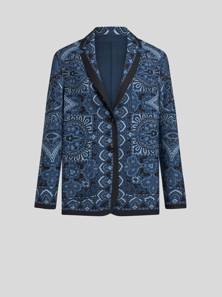 REVERSIBLE JACKET WITH SILK SCARF MOTIF - 1