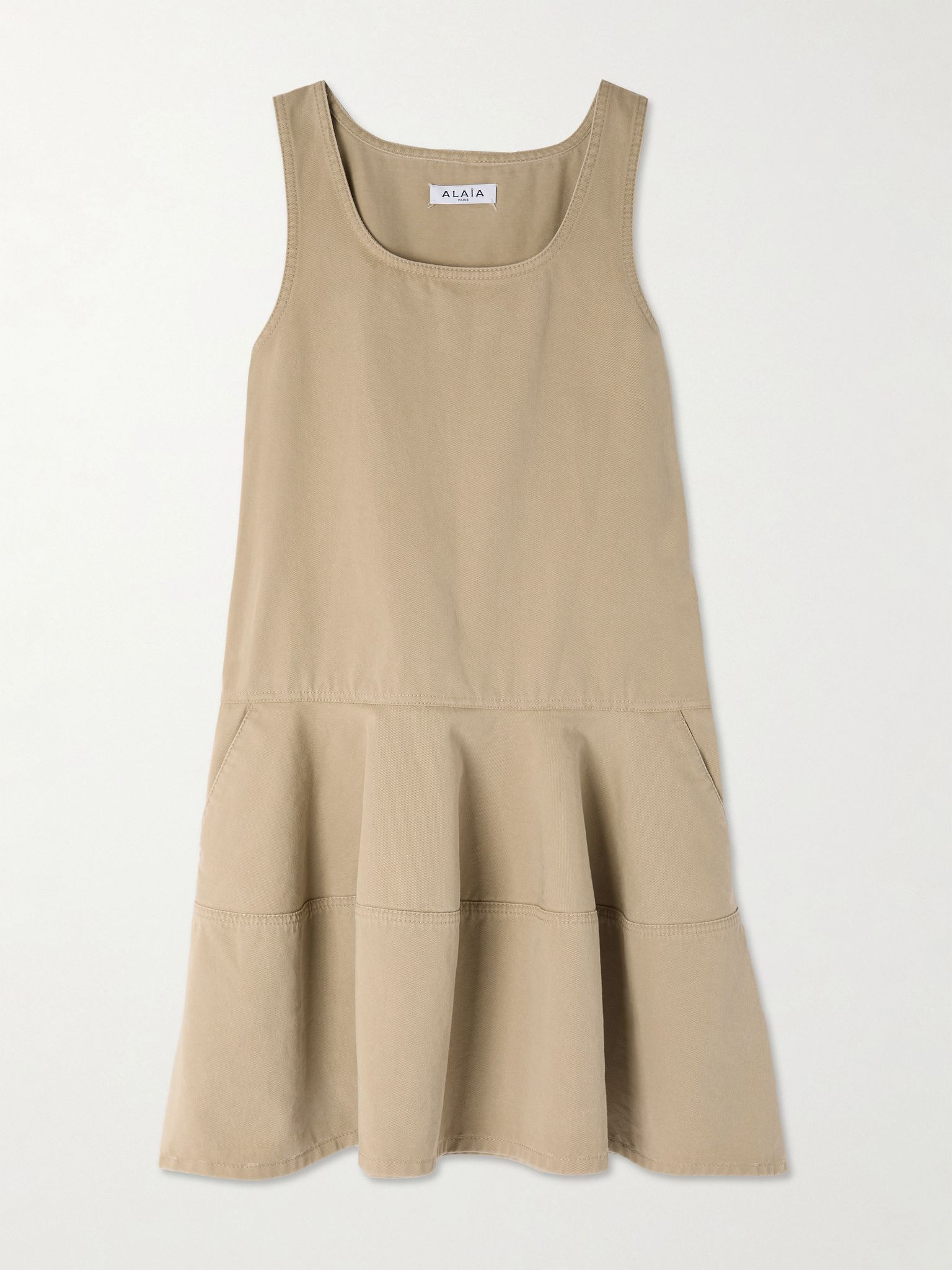Tiered denim mini dress Beige - 1