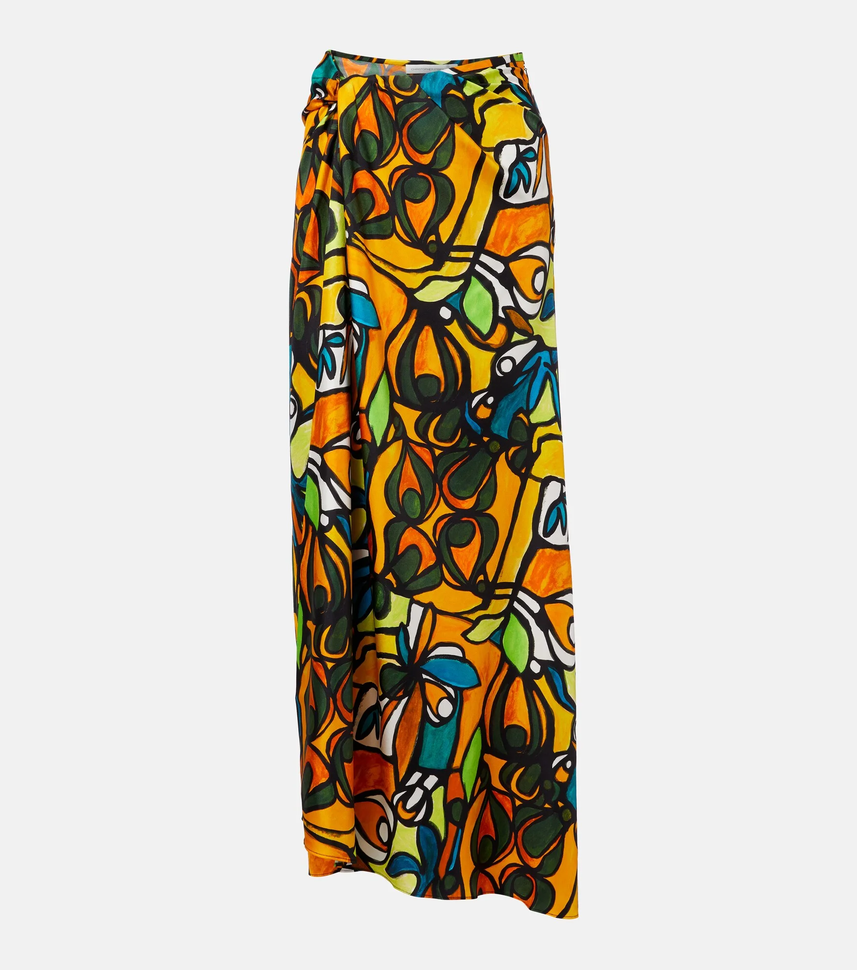 Printed draped silk maxi skirt - 1