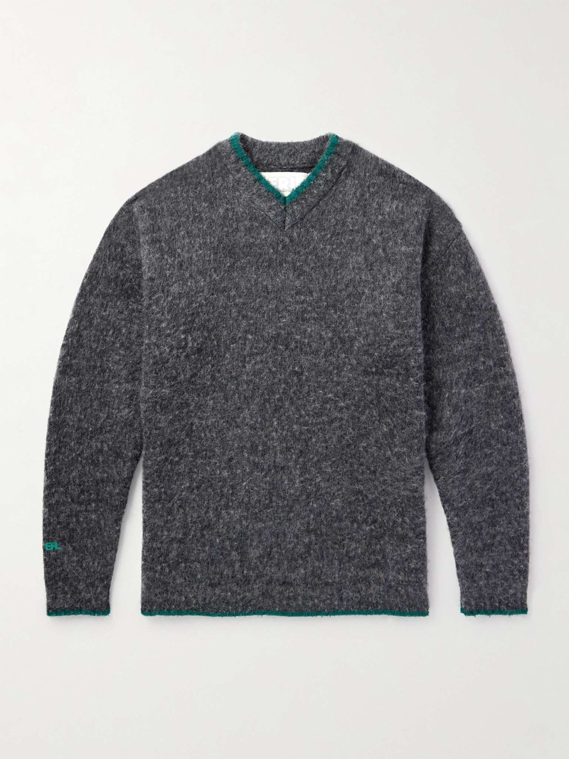 Logo-Embroidered Brushed Wool-Blend Sweater - 1