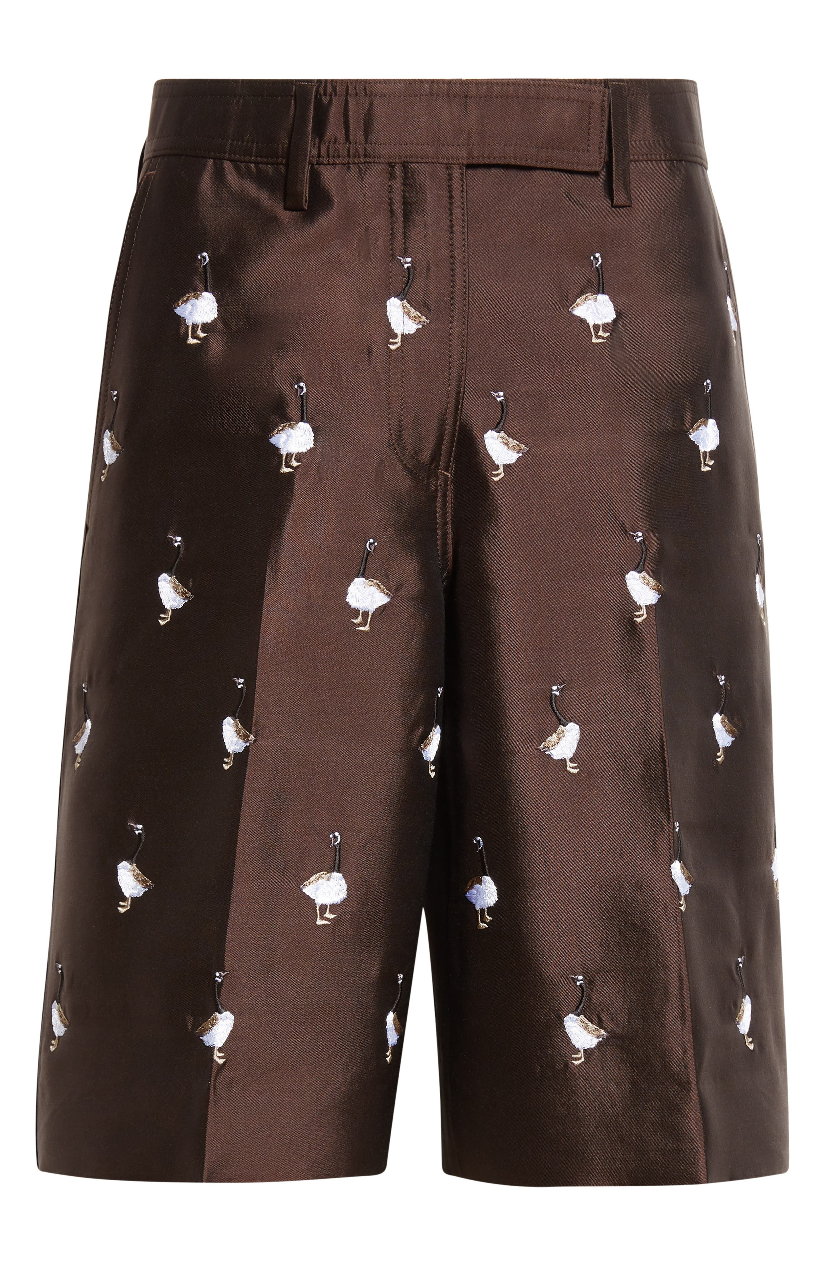Thom Browne Geese Embroidered Twill Wide Leg Shorts at Nordstrom - 6