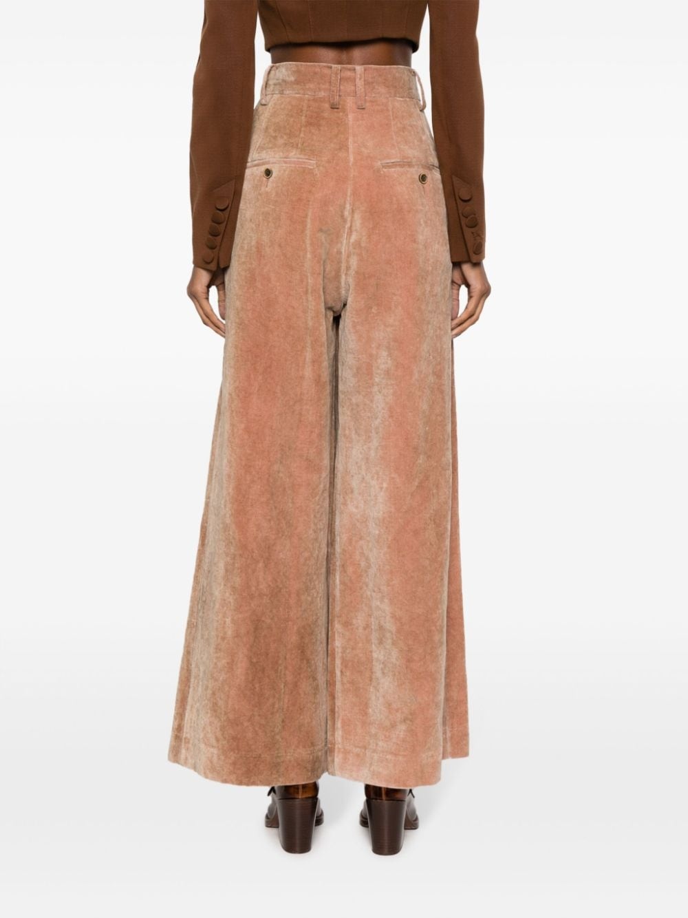 wide-leg velvet trousers - 8