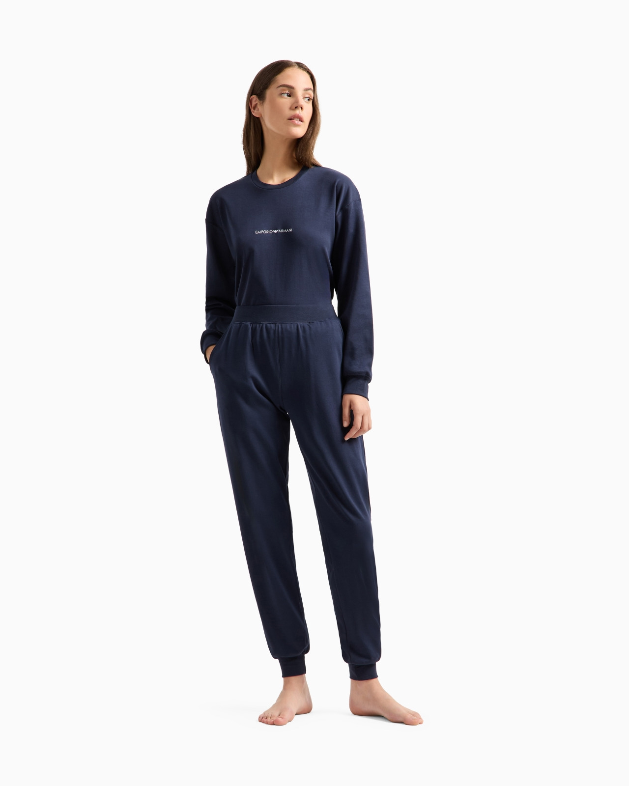 Interlock jersey sweatshirt and trouser pyjamas with logo - 2