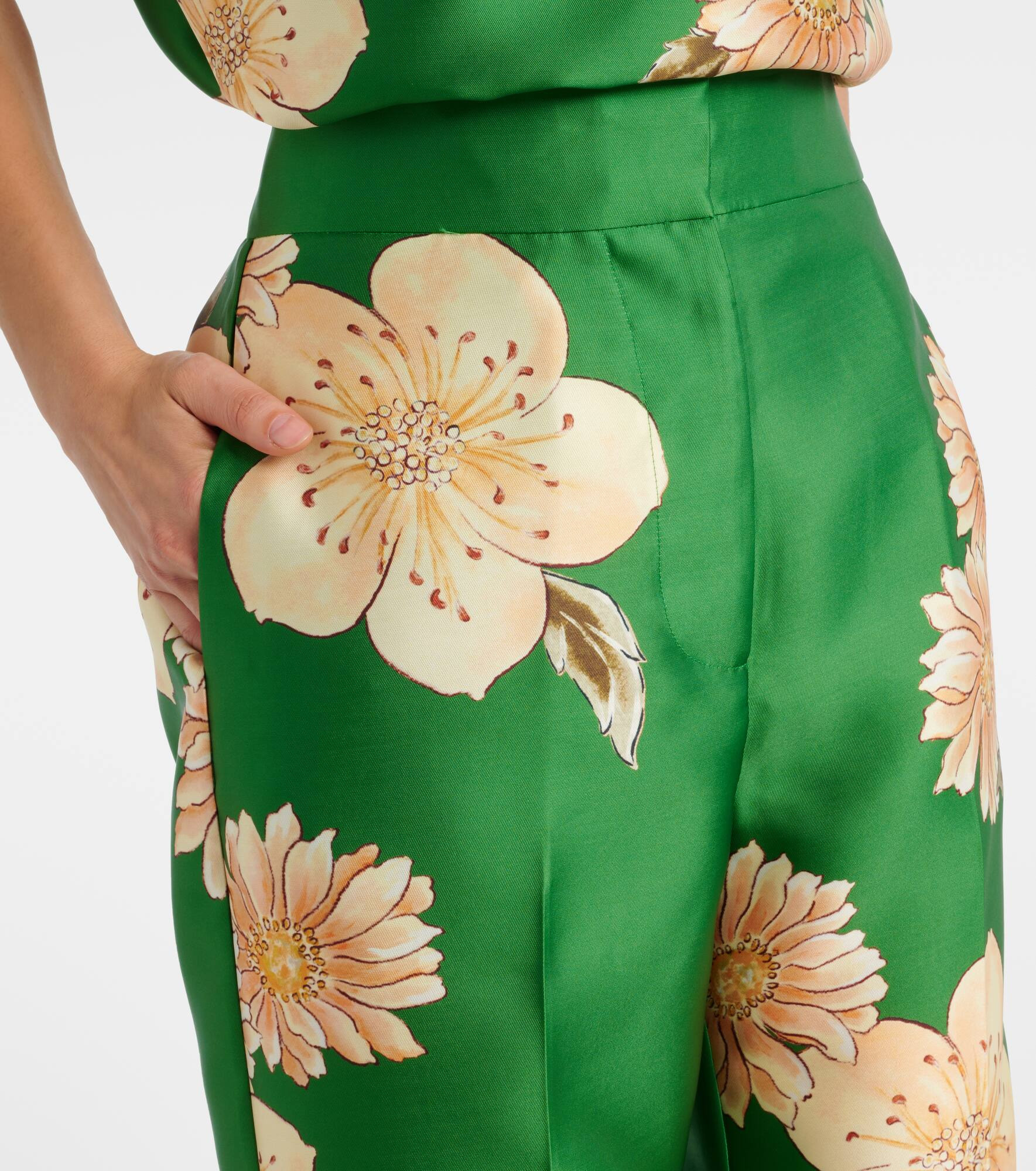 Sage floral straight pants - 4