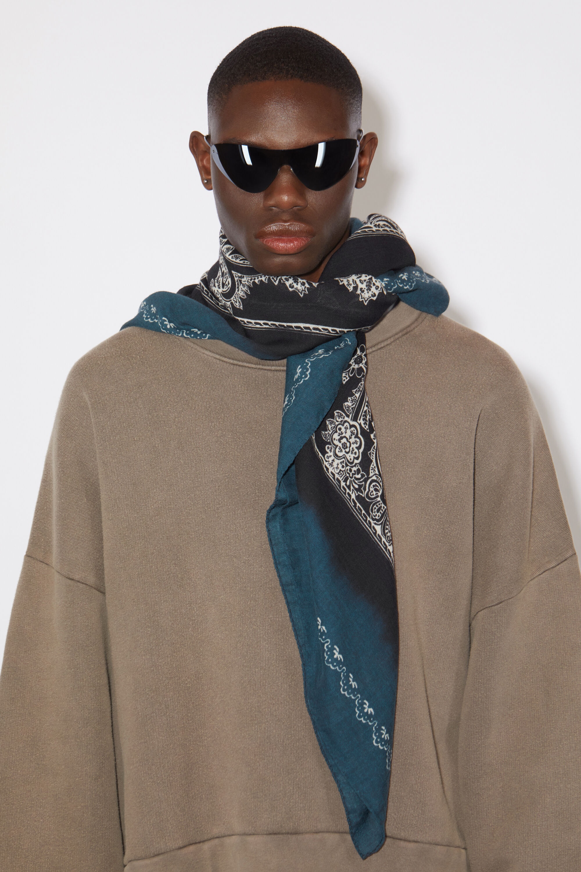 Printed scarf - Denim blue/black - 3