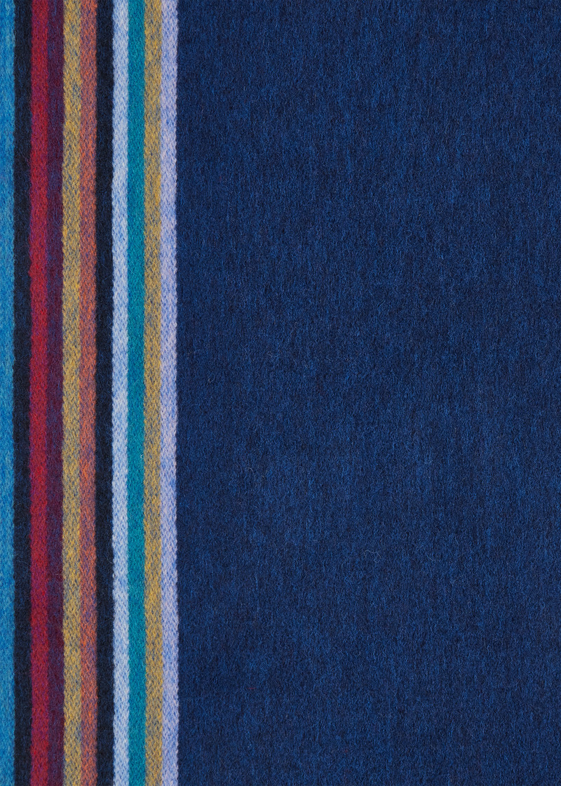 Navy 'Signature Stripe' Edge Cashmere Scarf 4