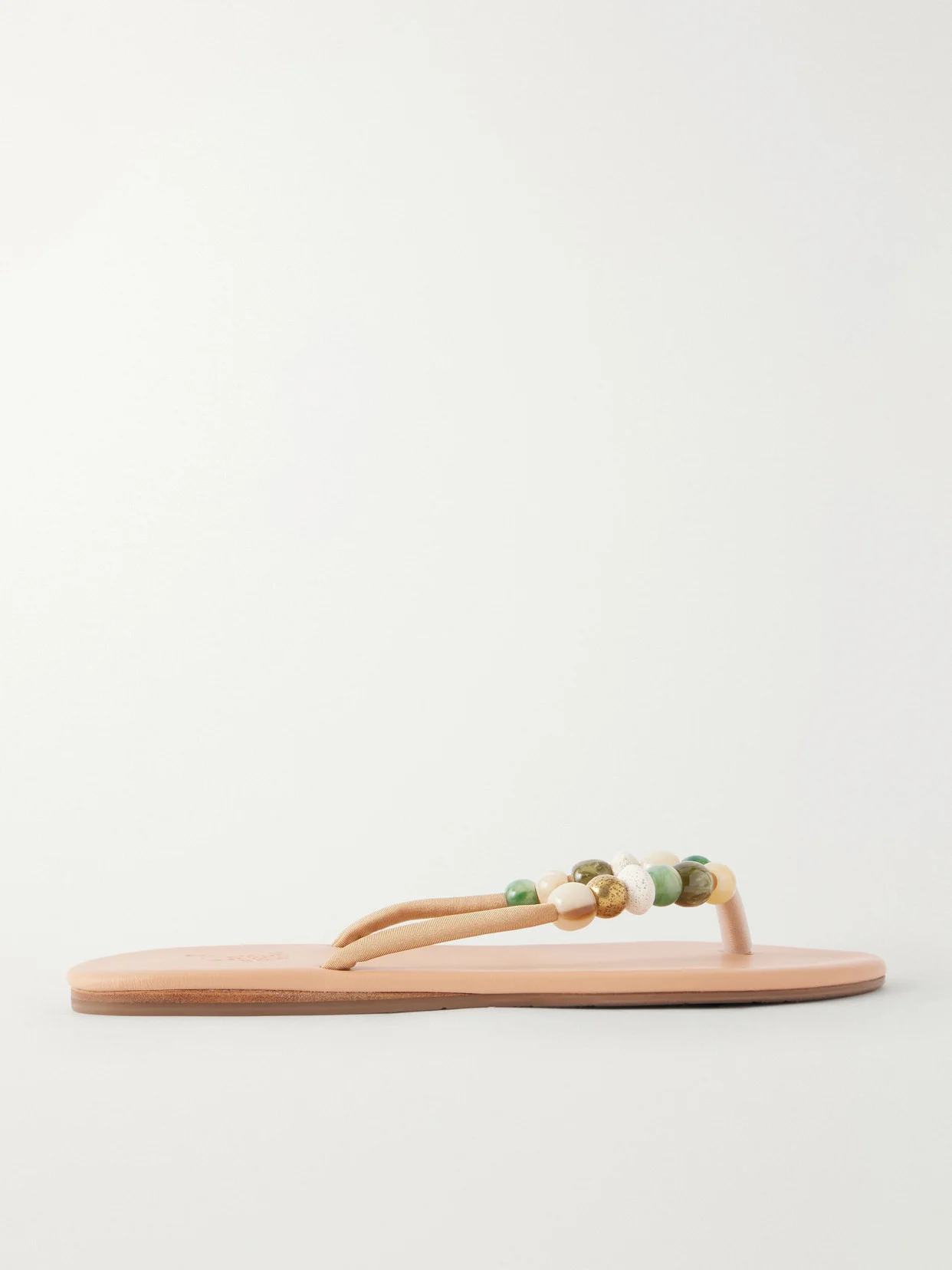 Saionara Bead-embellished Leather Flip Flops - 1
