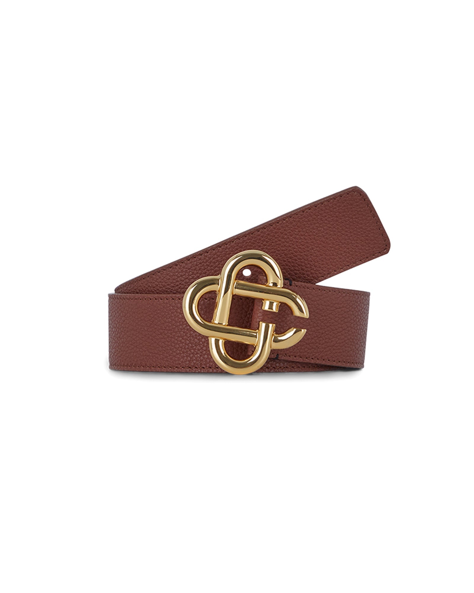 Brown Leather CC Logo Belt - 1