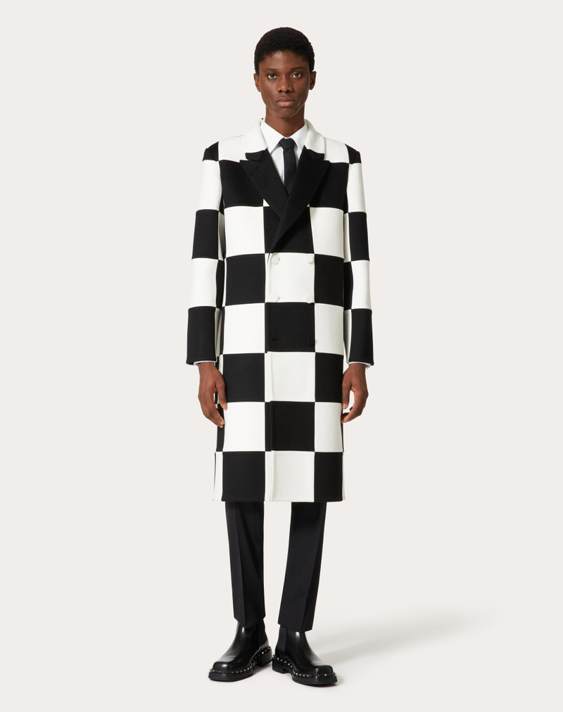 DOUBLE-BREASTED WOOL AND CASHMERE COAT WITH EX CHESS ALL-OVER INTARSIA PATTERN 3