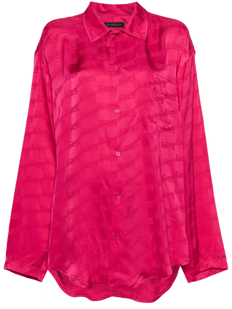 jacquard 로고 새틴 셔츠 1