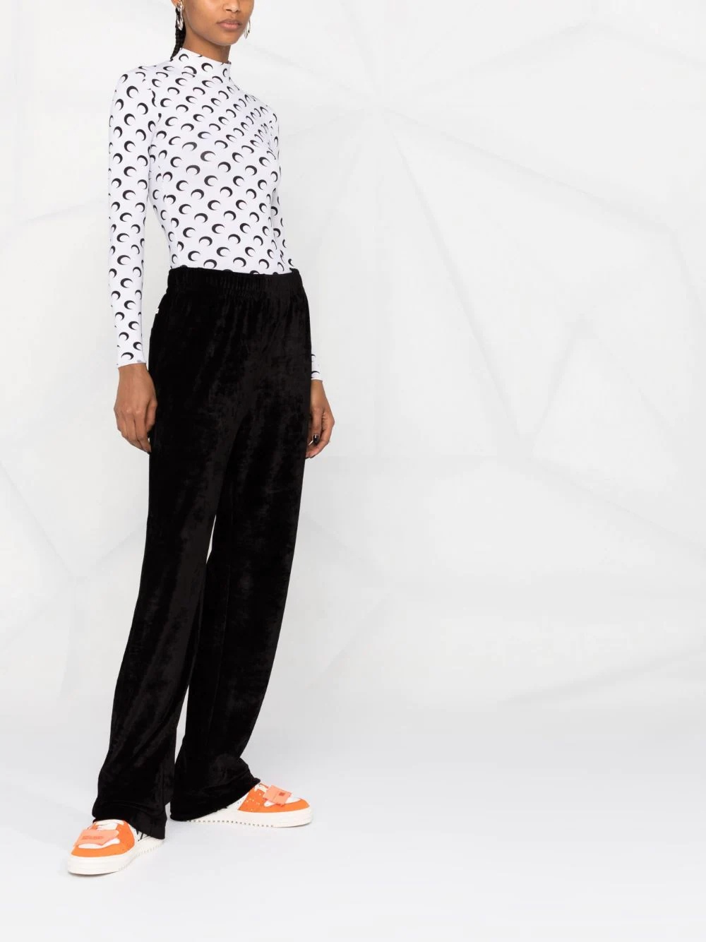 velvet straight-leg trousers - 4