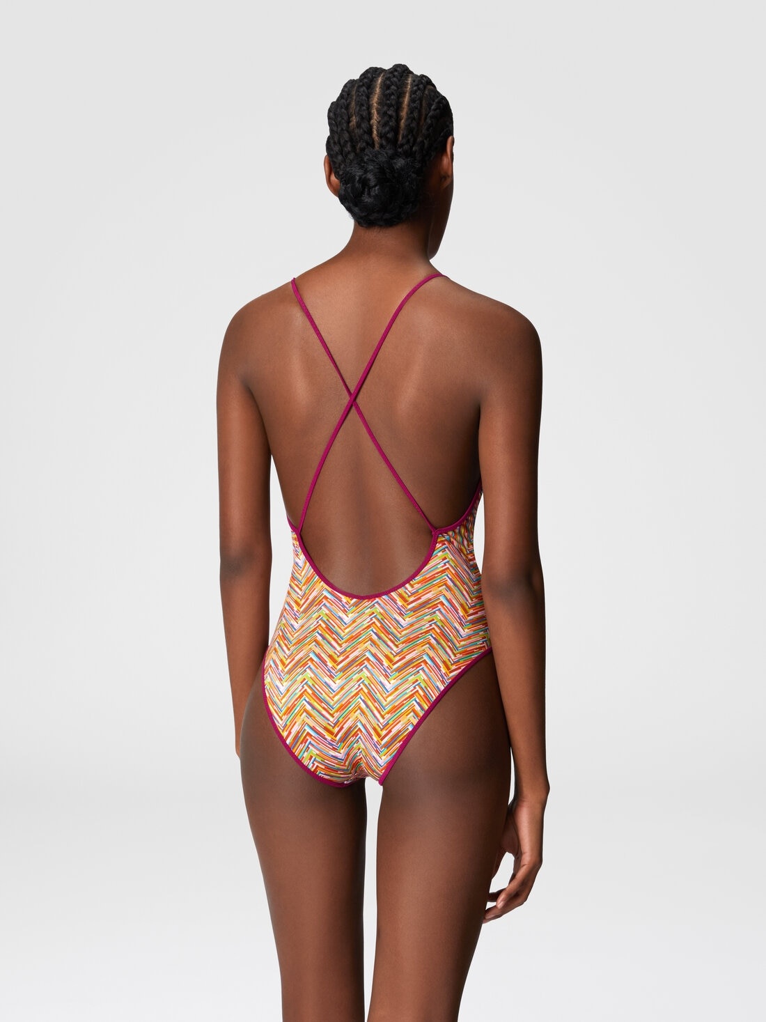 Reversible one-piece swimsuit with print and V-neck - 3