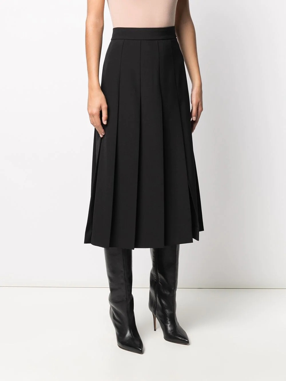 box-pleat mid-length skirt - 3