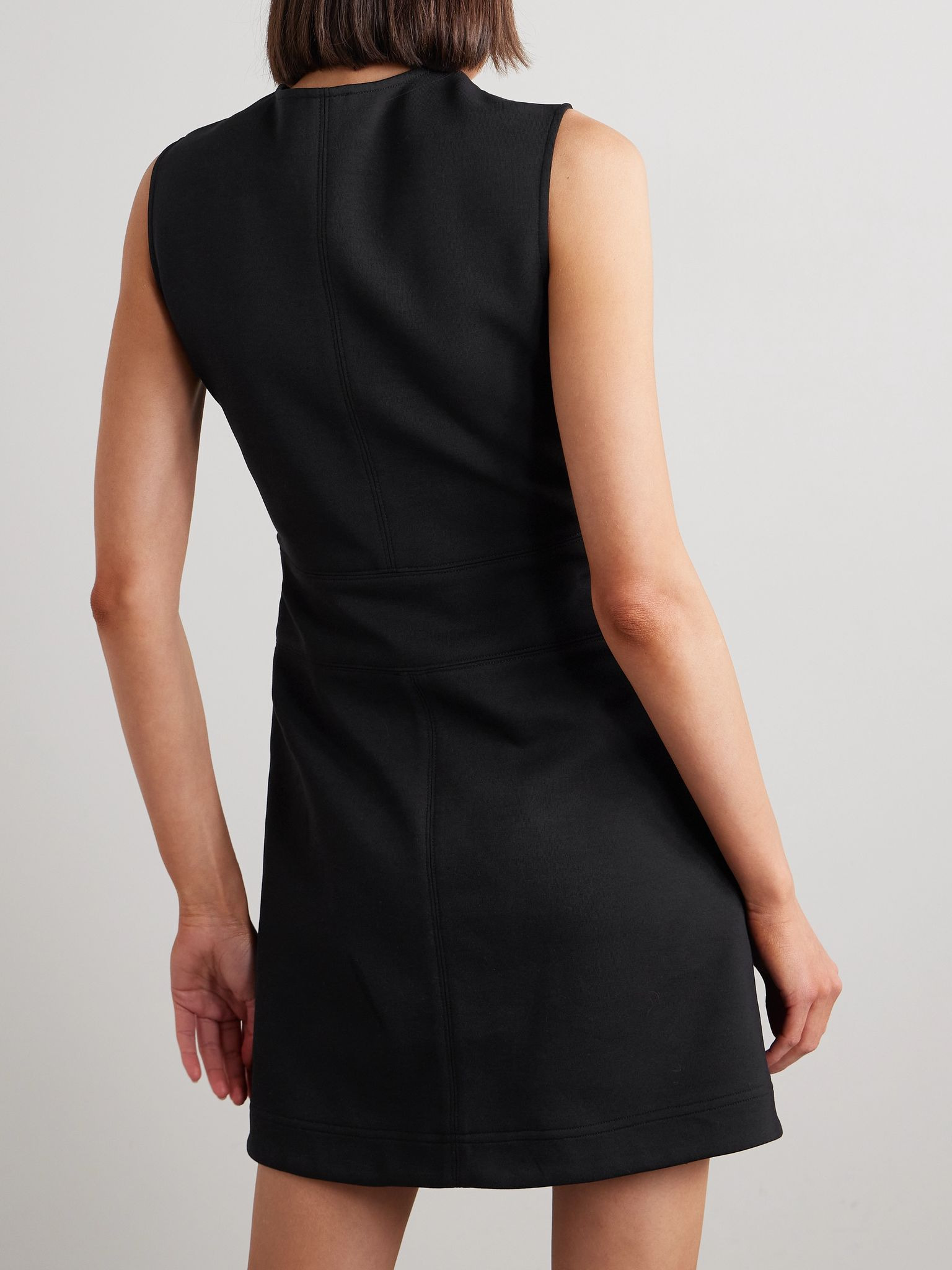 Cotton-blend jersey mini dress Black - 4