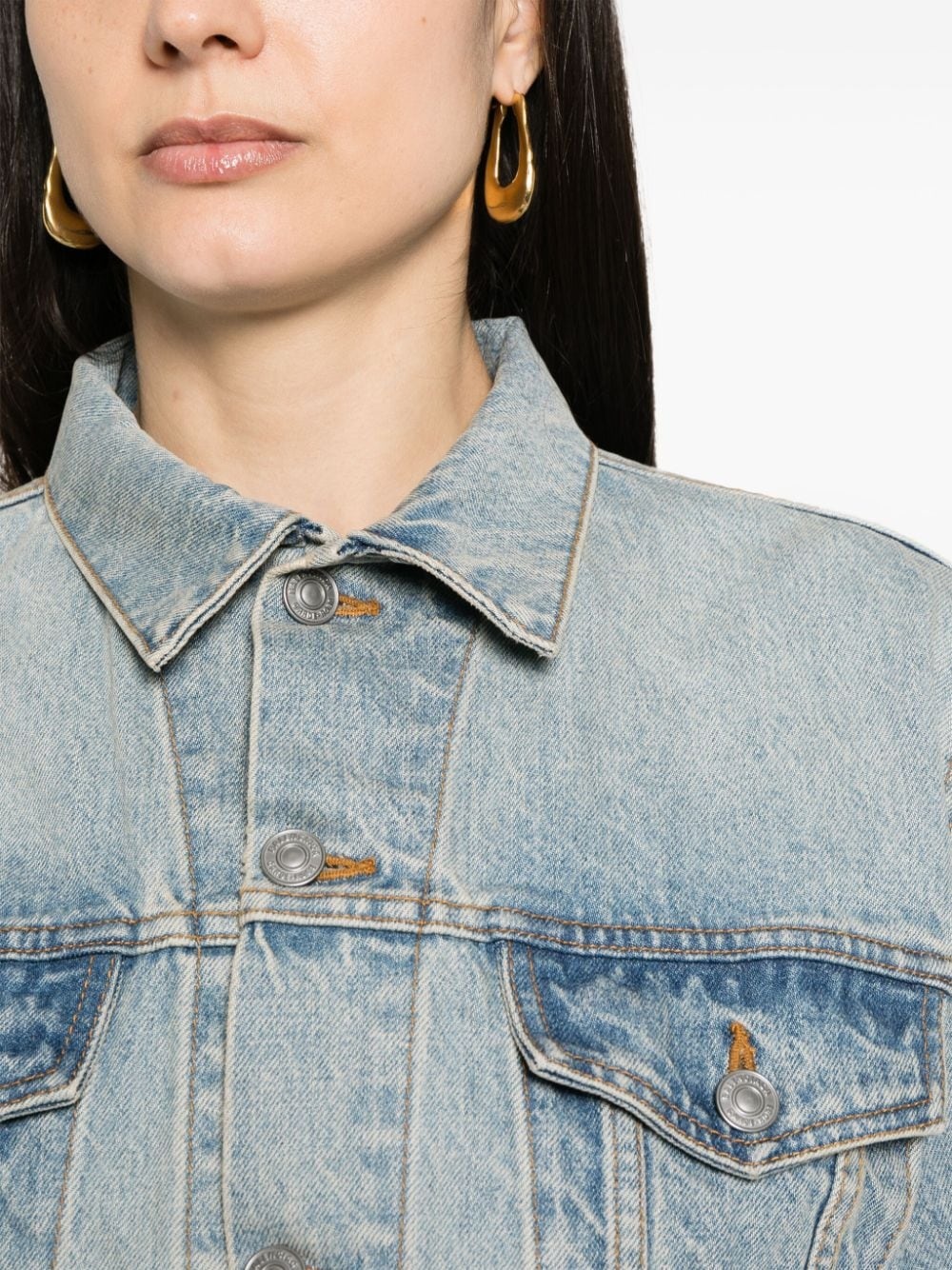 washed-denim jacket - 5