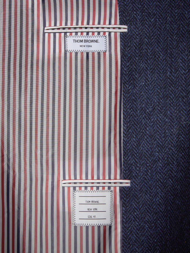 Herringbone Harris Tweed Midi Raglan Funnel Neck Coat 5