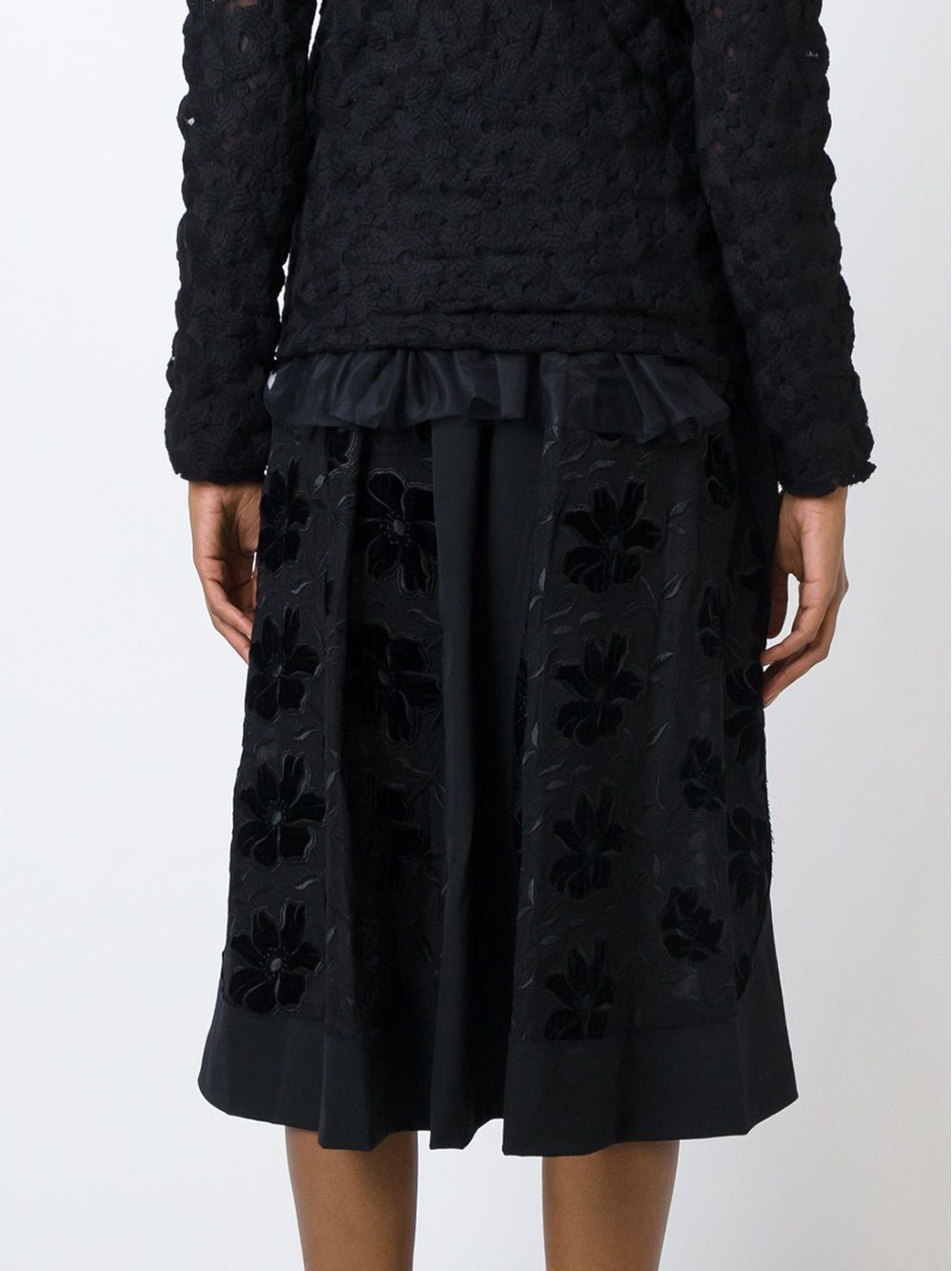 embroidered flared skirt - 2