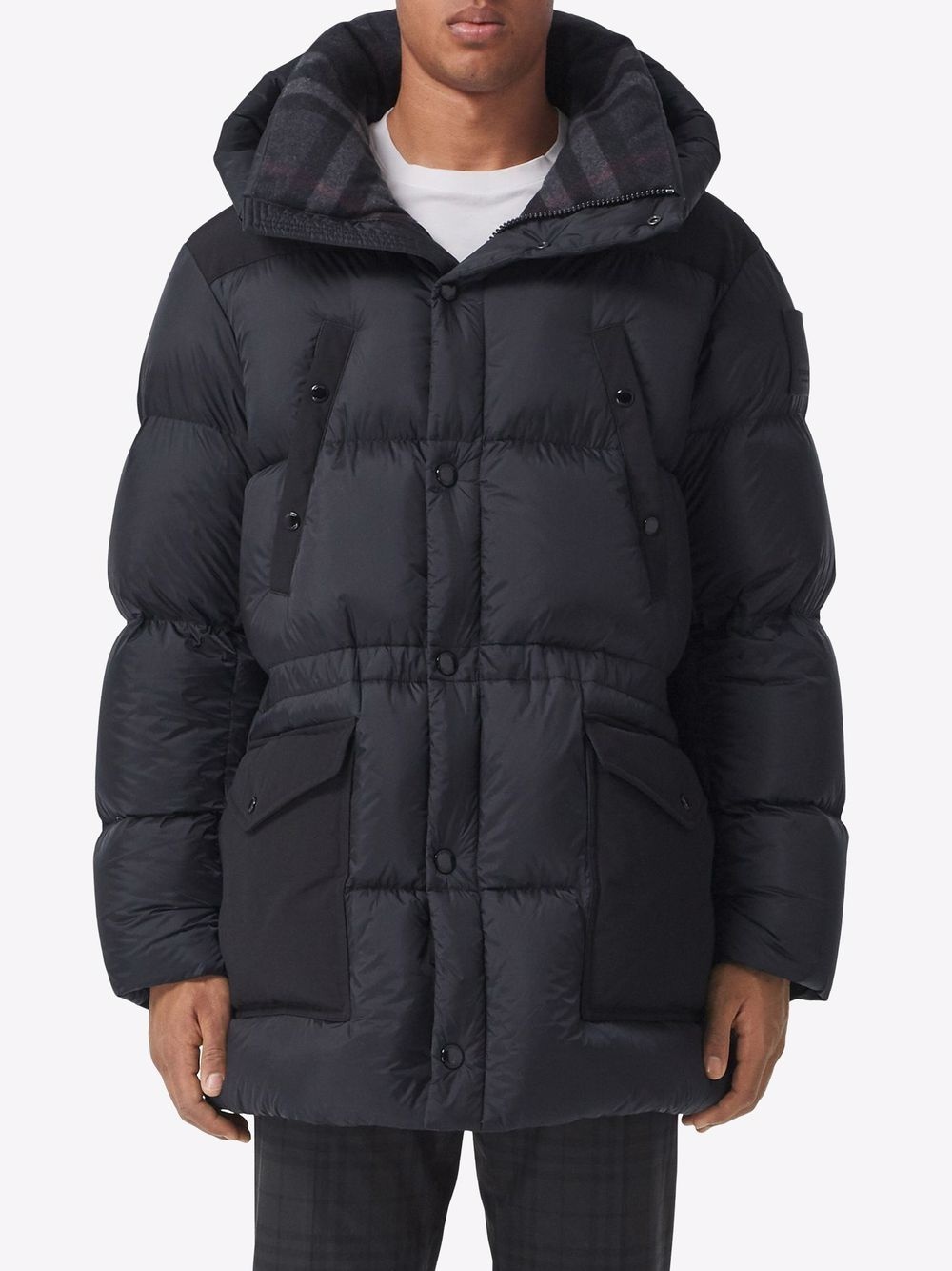 logo appliqué nylon puffer coat - 3