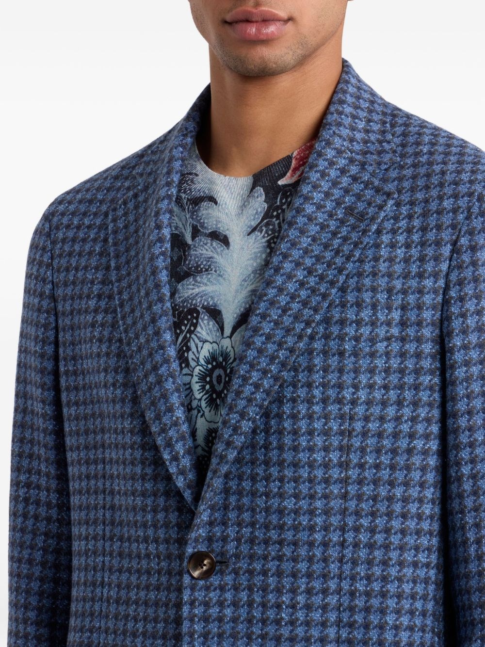 checked single-breasted blazer - 4