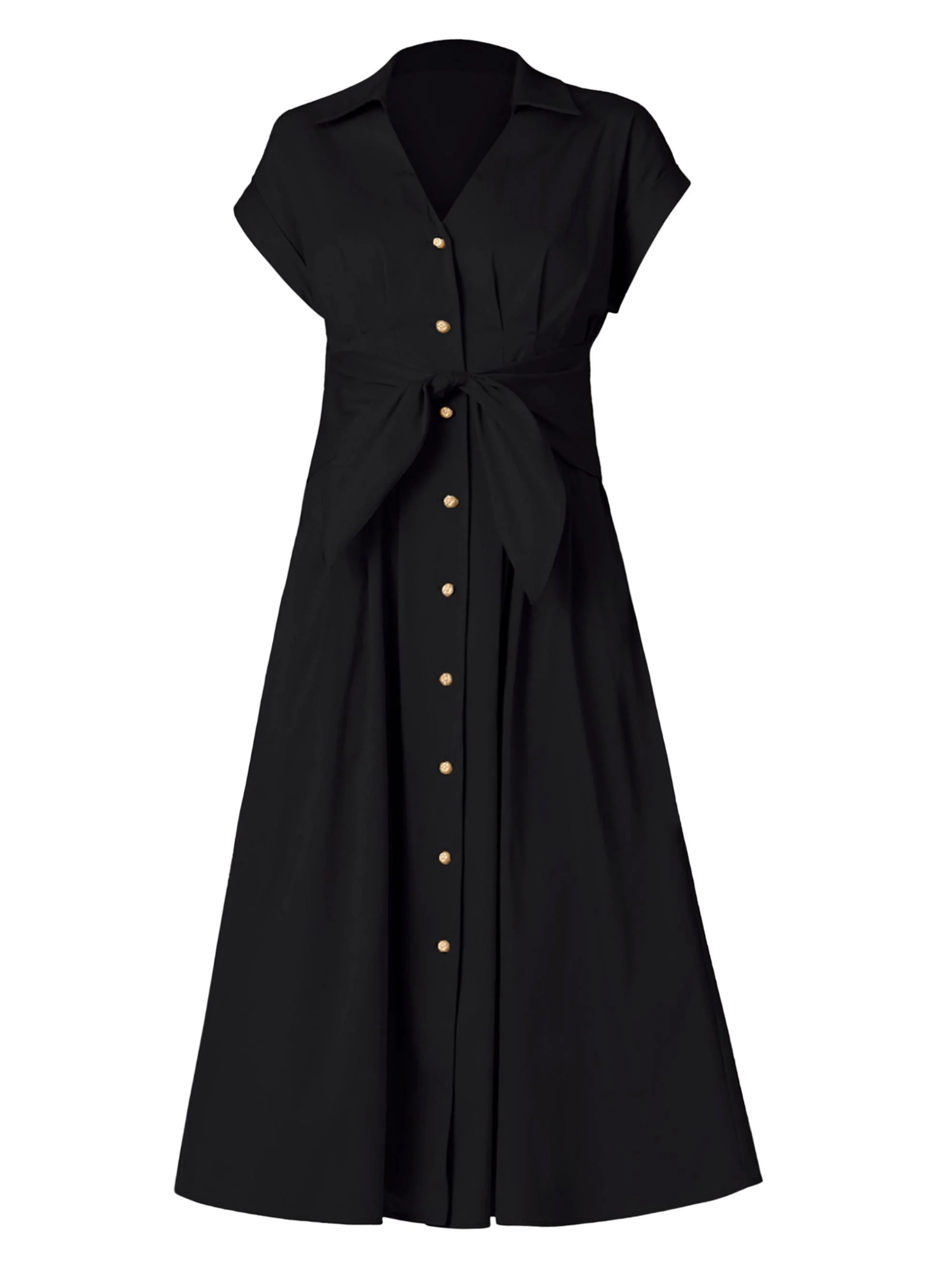 Women's Josephine Button-Front Midi-Dress - Jet - 1