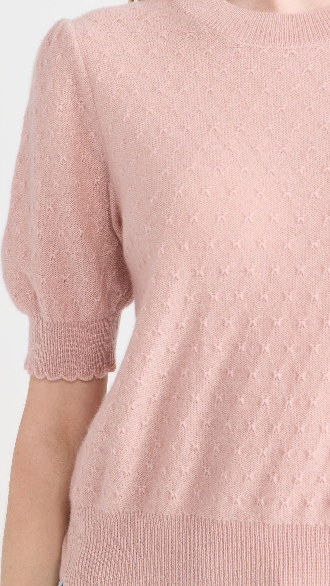 Pointelle Puff Sleeve Sweater - 5