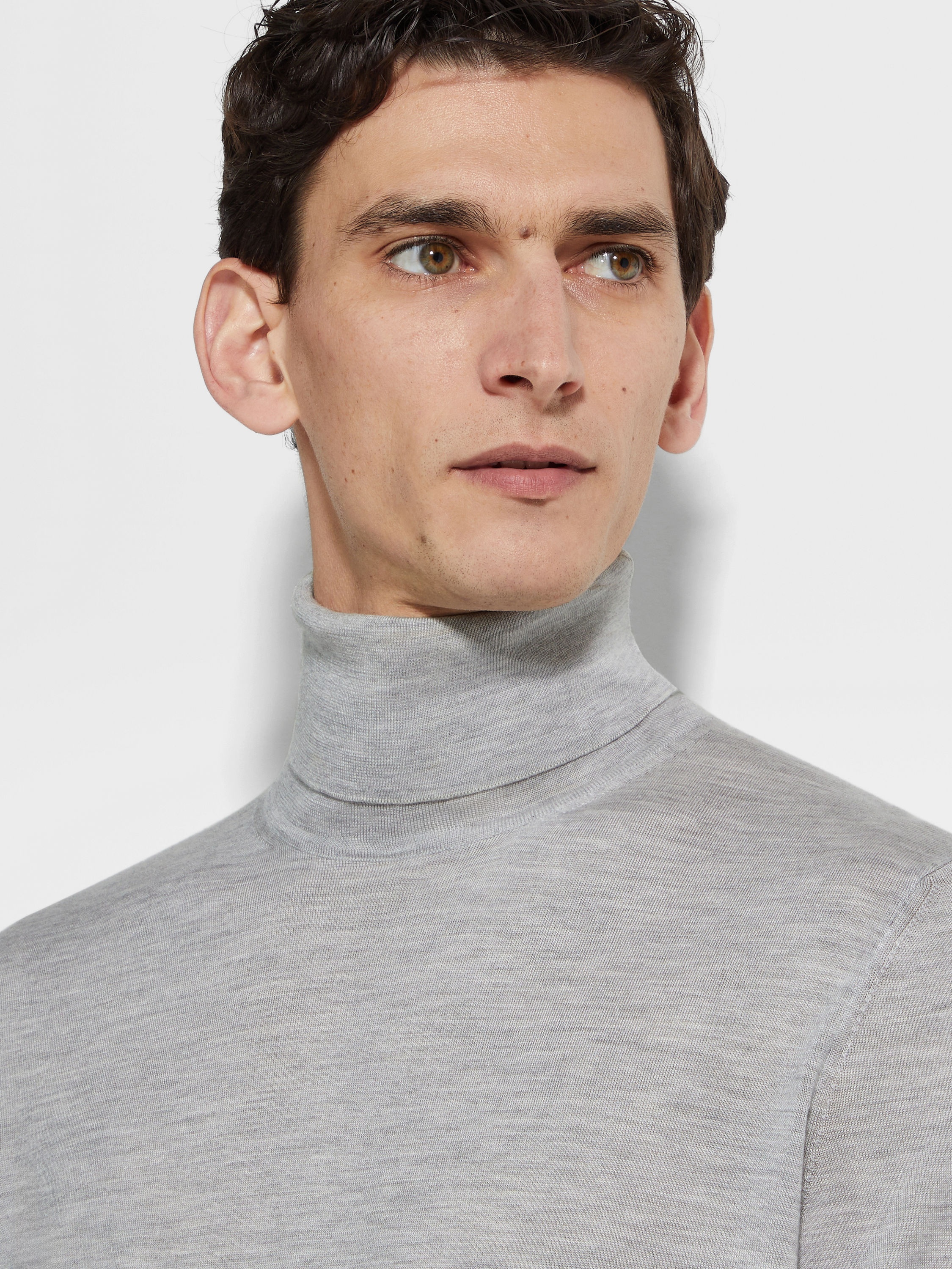 LIGHT GREY MÉLANGE CASHSETA TURTLENECK - 2