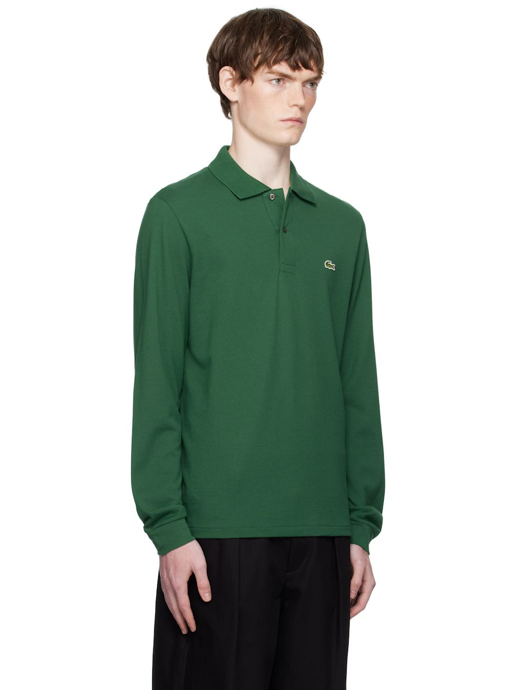 Green Classic Fit Long Sleeve L.12.12 Polo - 2